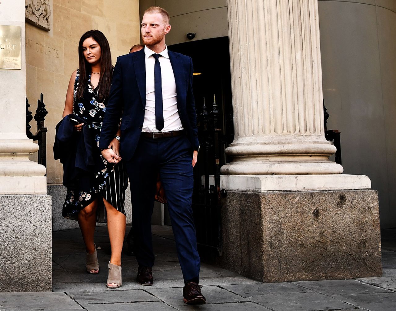 Ben Stokes and his wife Clare leave Bristol Crown Court in Bristol, August 10, 2018