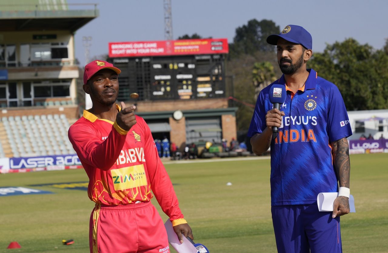 Regis Chakabva and KL Rahul at the toss, Zimbabwe vs India, 3rd ODI, Harare, August 22, 2022