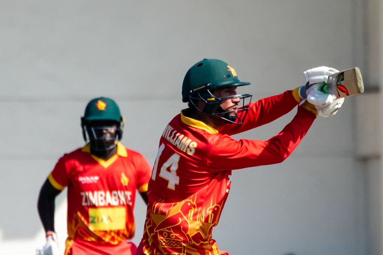 Sean Williams steers one fine on his way to 45 off 46, Zimbabwe vs India, 3rd ODI, Harare, August 22, 2022