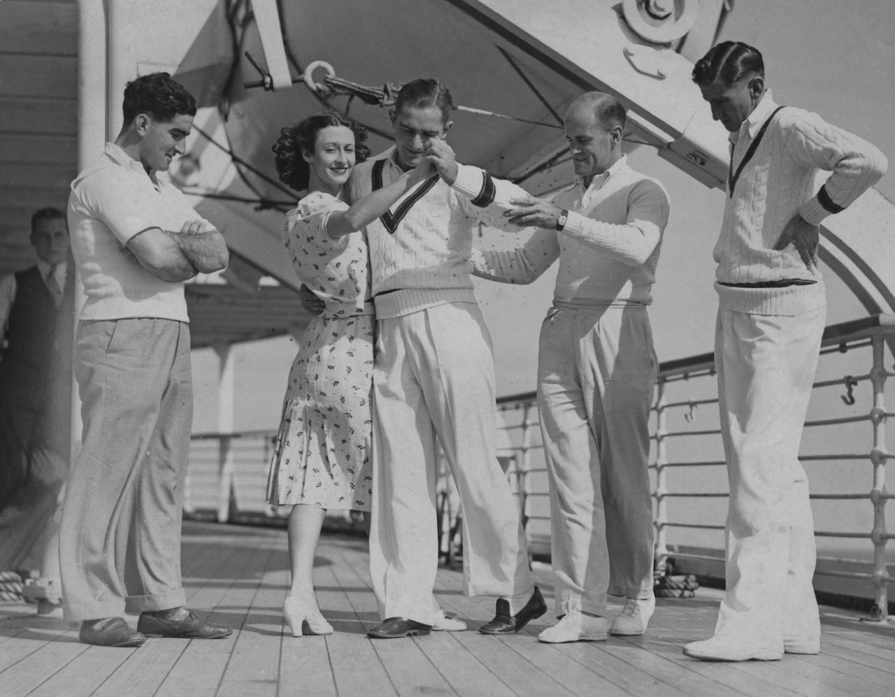 Sid Barnes learns the quickstep onboard the Orontes bound for England, April 16, 1938