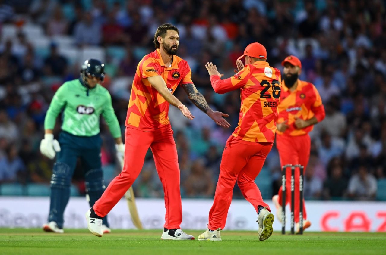 Kane Richardson was in the wickets as Oval's top-order struggled, Oval Invincibles vs Birmingham Phoenix, Men's Hundred, The Oval, August 23, 2022