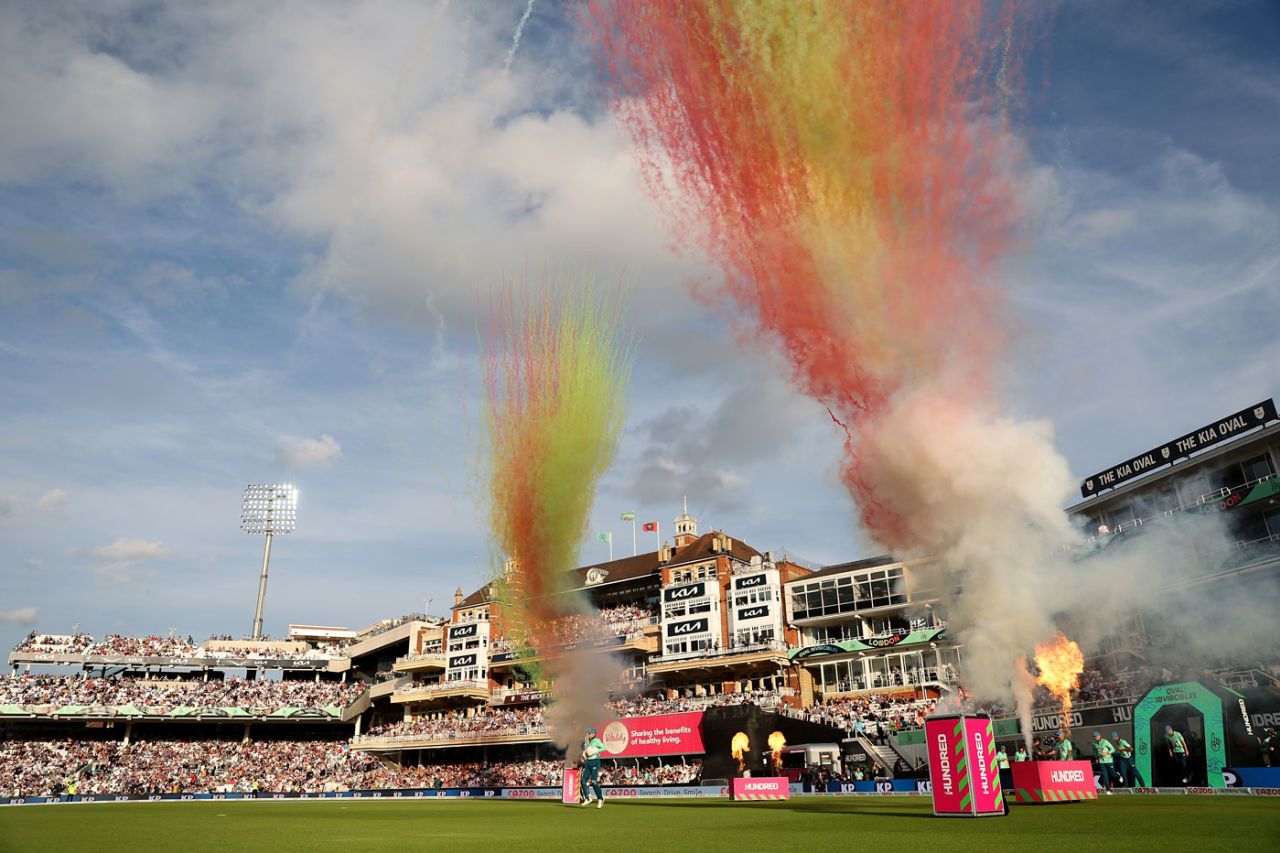 Oval Invincibles walk out for the match, Oval Invincibles vs Birmingham Phoenix, Men's Hundred, The Oval, August 23, 2022