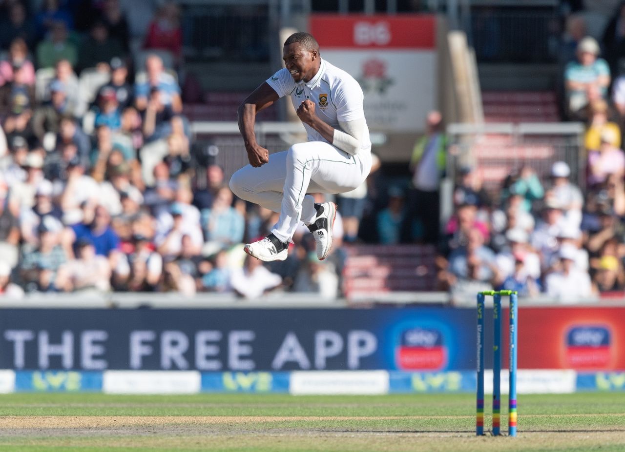 Lungi Ngidi is pumped after dismissing Alex Lees, England vs South Africa, 2nd Test, Old Trafford, 1st day, August 25, 2022