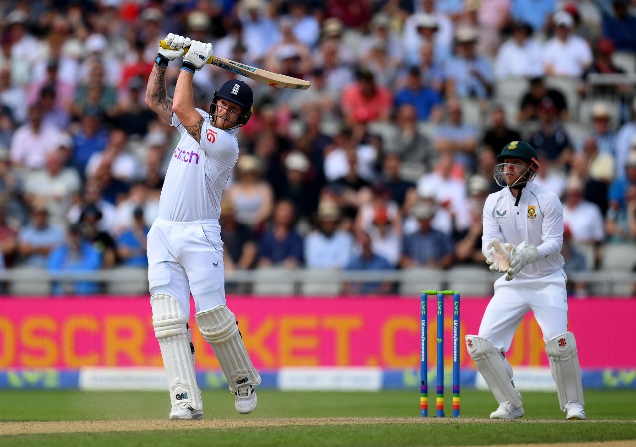Ben Stokes brought up his half-century with a six, England vs South Africa, 2nd Test, Manchester, 2nd day, August 26, 2022