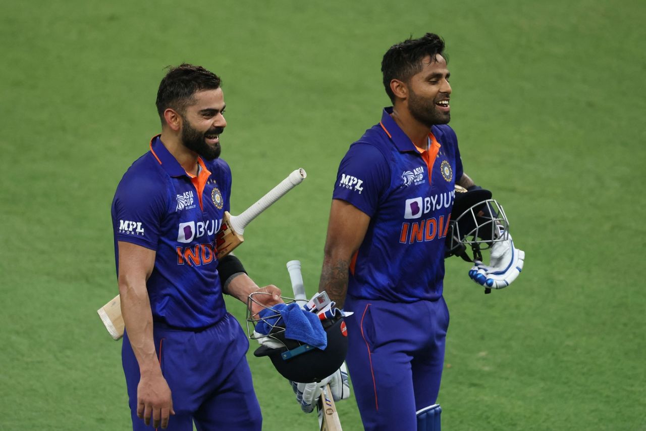 Suryakumar Yadav and Virat Kohli shared an unbroken 98-run stand for the third wicket, India vs Hong Kong, Asia Cup, Dubai, August 31, 2022