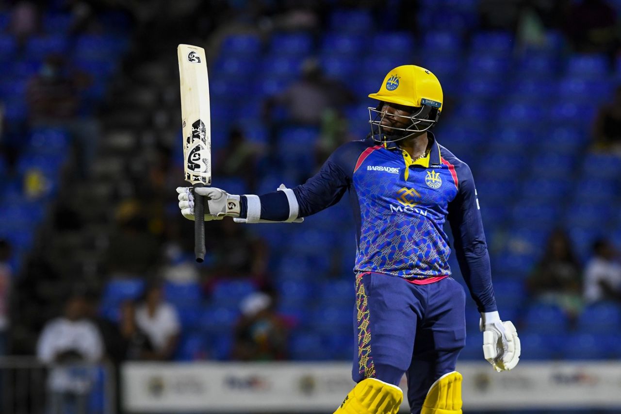 Kyle Mayers scored a 46-ball 73 to lead Royals' run-chase, Barbados Royals vs St Kitts and Nevis Patriots, CPL 2022, Basseterre, September 1, 2022
