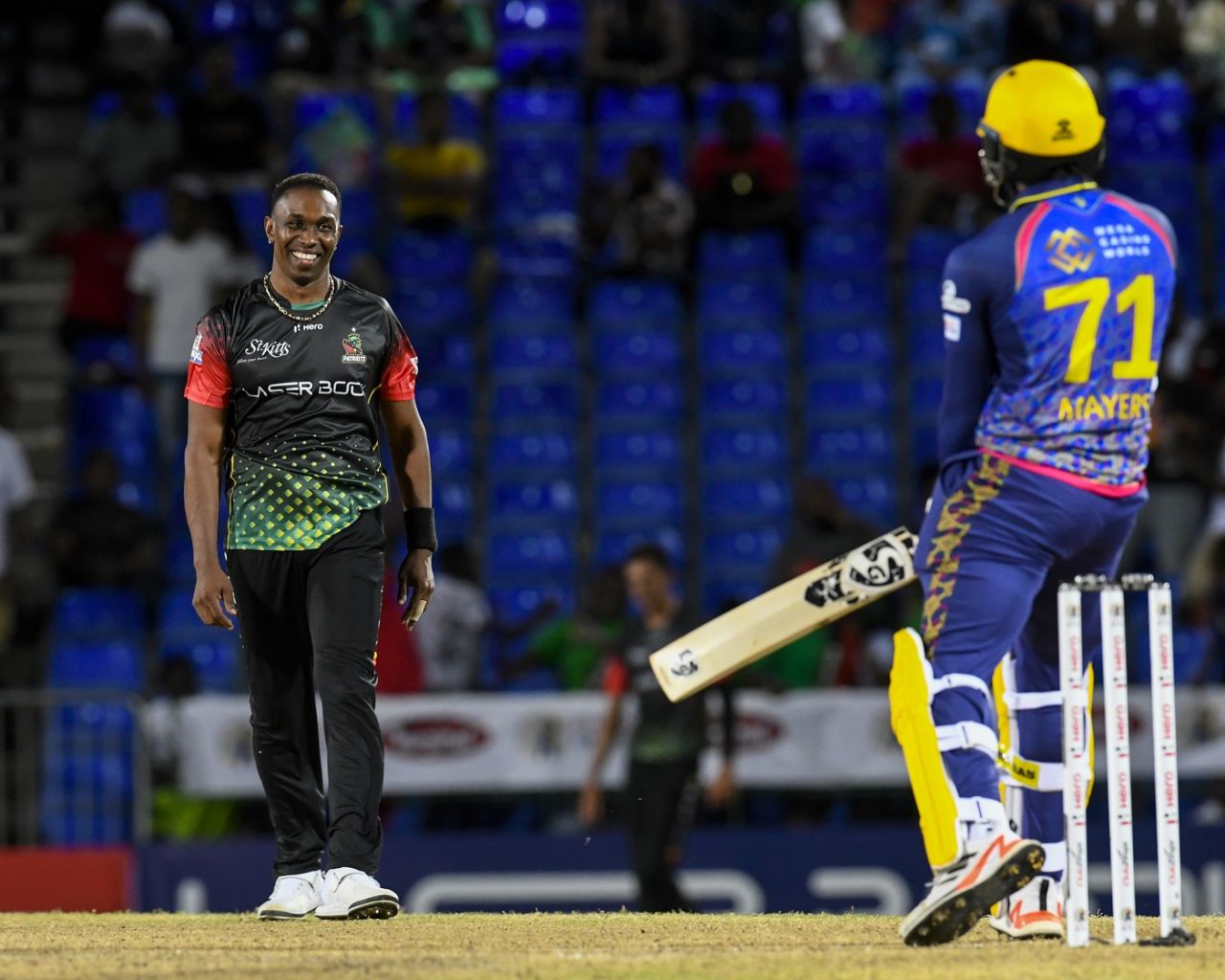 Dwayne Bravo returned two wickets, including that of Kyle Mayers, Barbados Royals vs St Kitts and Nevis Patriots, CPL 2022, Basseterre, September 1, 2022
