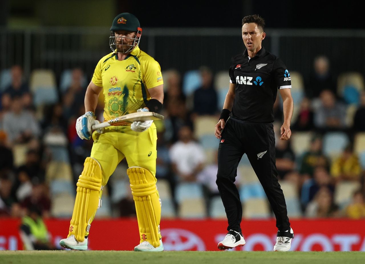 Aaron Finch's wretched run of form continued after Trent Boult trapped him in front, Australia vs New Zealand, 1st ODI, Cairns, September 6, 2022