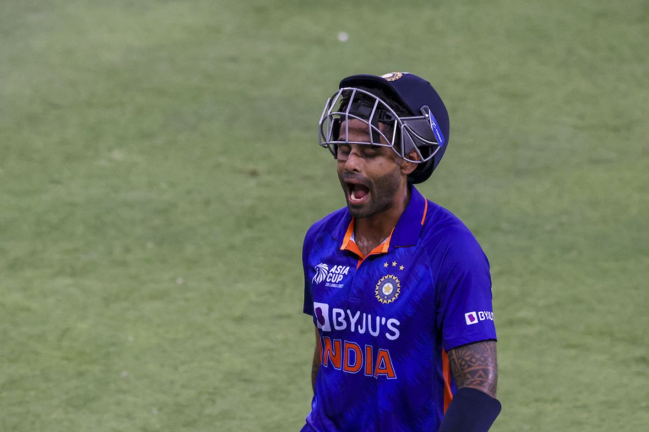 Suryakumar Yadav walks back after being dismissed by Dasun Shanaka, India vs Sri Lanka, Asia Cup Super 4s, Dubai, September 6, 2022