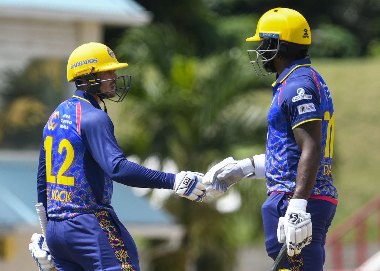 Quinton de Kock and Kyle Mayers shared an 85-run stand, Barbados Royals vs Trinbago Knight Riders, CPL 2022, Gros Islet, September 7, 2022