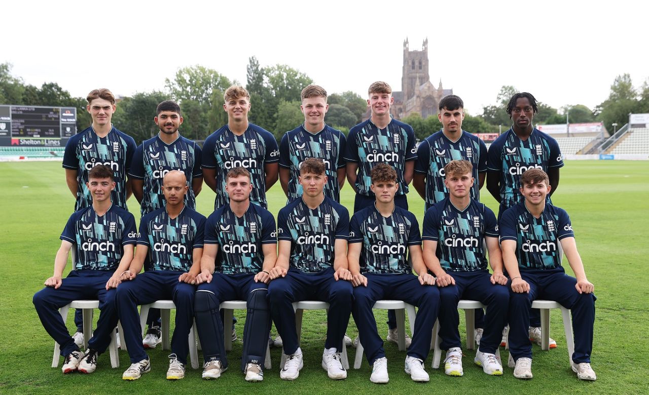 The England players pose for a team photograph, England U-19 vs Sri Lanka U-19, 2nd Youth ODI, Worcester, September 8, 2022