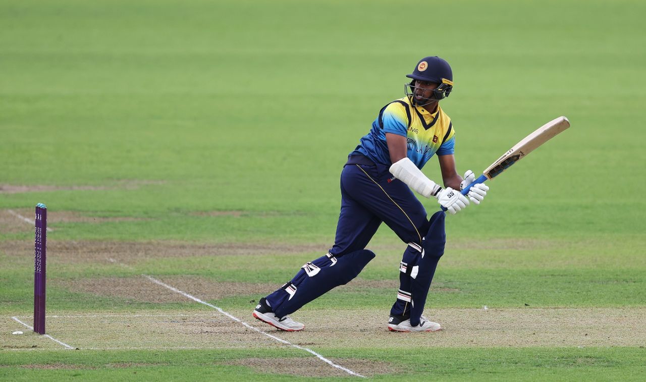 Hasitha Amarasinghe plays one behind square, England U-19 vs Sri Lanka U-19, 2nd Youth ODI, Worcester, September 8, 2022