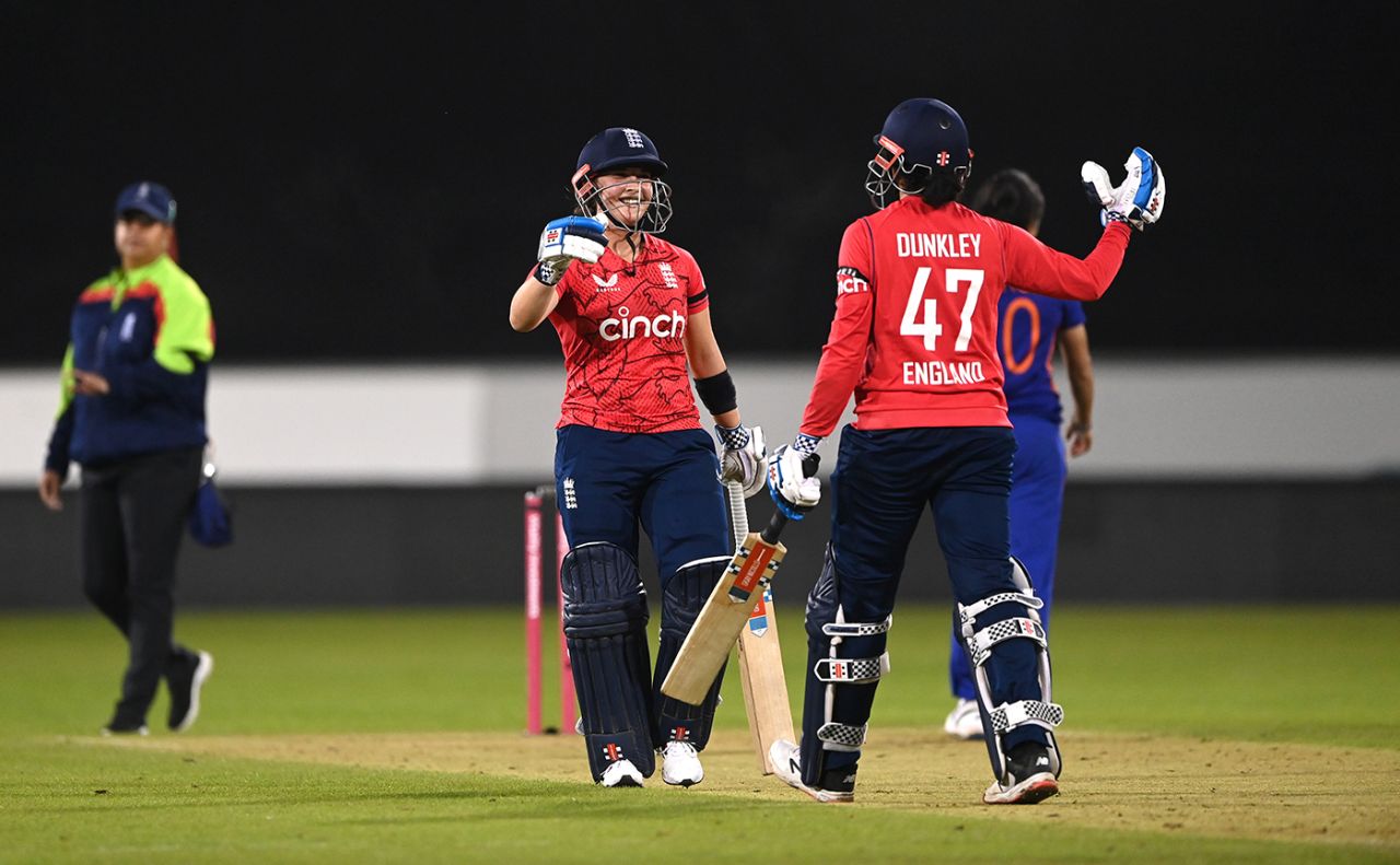 Alice Capsey and Sophia Dunkley completed the job, England vs India, 1st women's T20I, Chester-le-Street, September 10, 2022