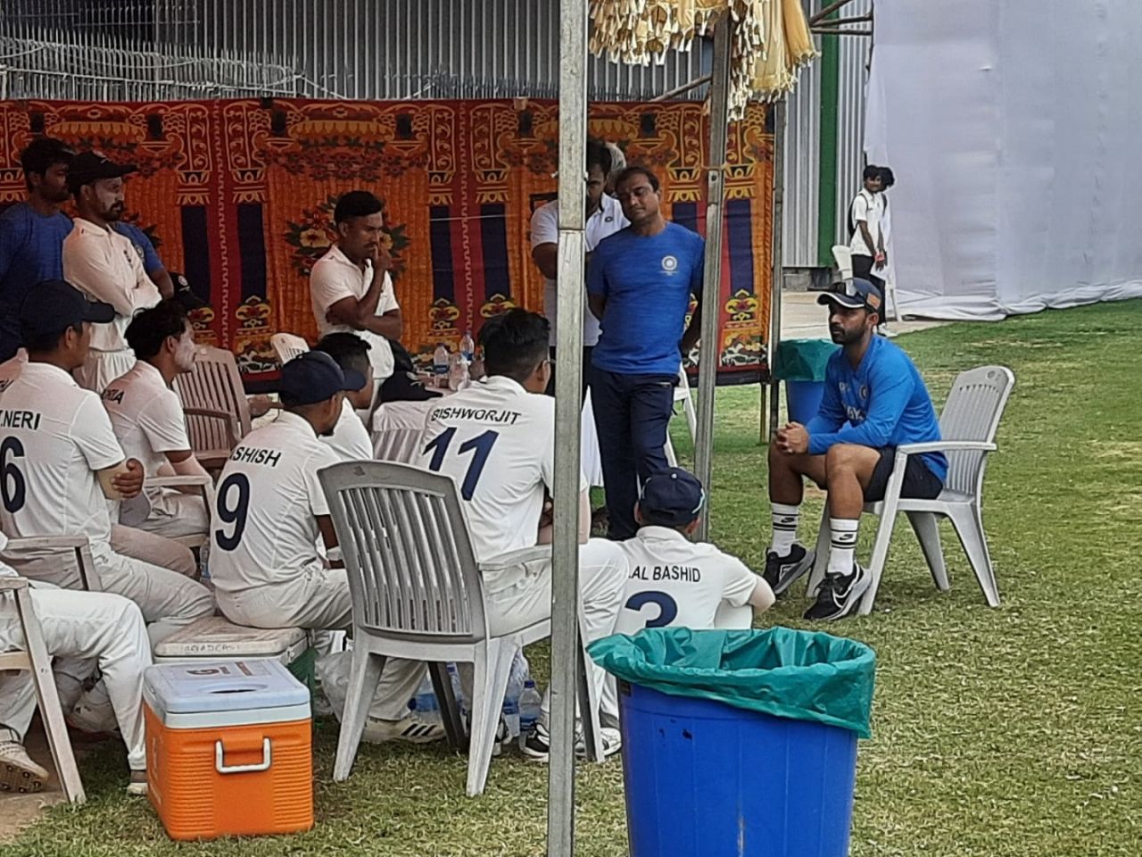 Ajinkya Rahane speaks to the North-East Zone players, West Zone vs North-East Zone, Duleep Trophy 2022-23, 4th day, Chennai, September 11, 2022