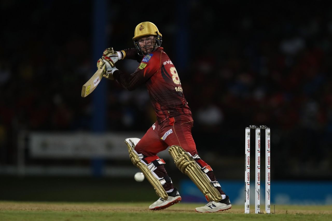 Colin Munro struck an important 42 to take Trinbago Knight Riders to 150 for 8, Guyana Amazon Warriors v Trinbago Knight Riders, CPL 2022, Port of Spain, September 14, 2022