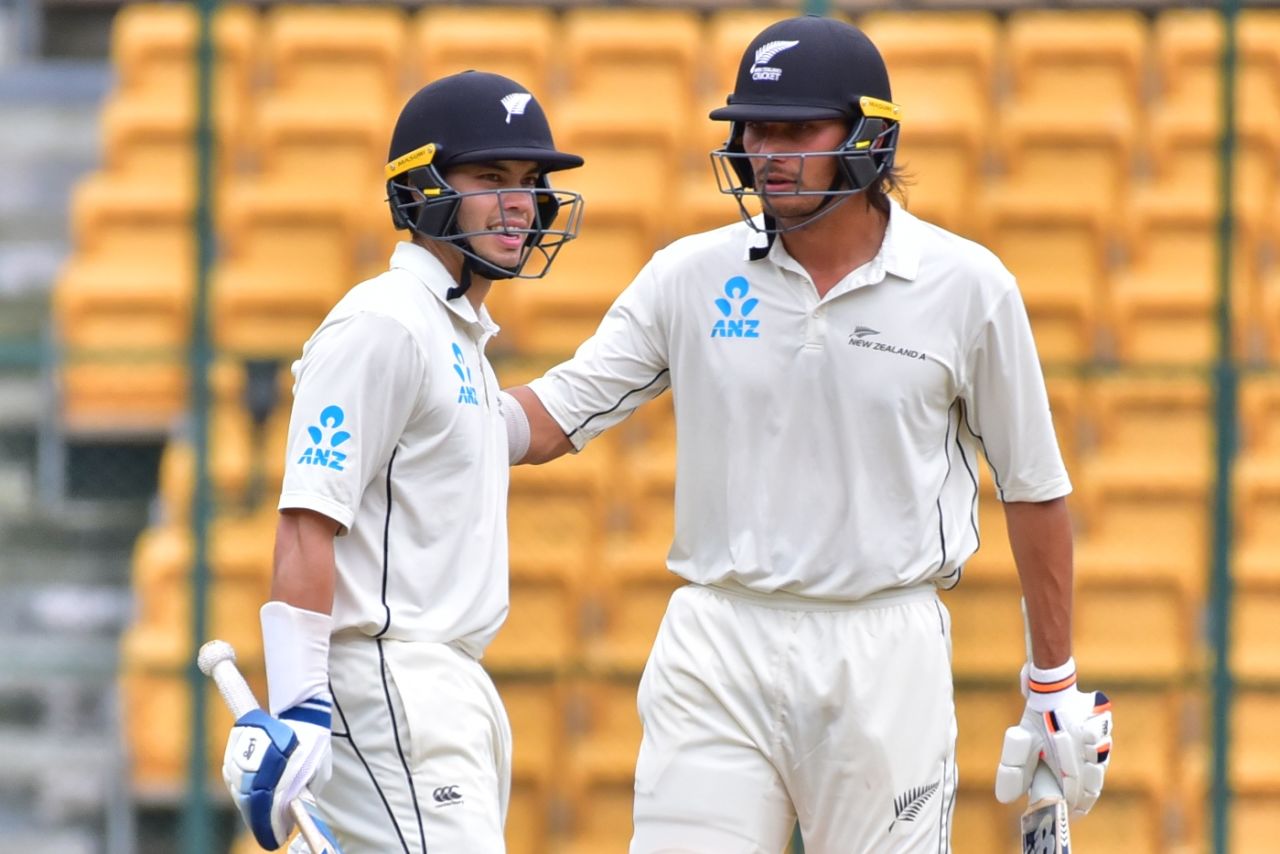 Mark Chapman and Sean Solia added 114 for the sixth wicket, India A vs New Zealand A, 3rd unofficial Test, Bengaluru, 2nd day, September 16, 2022