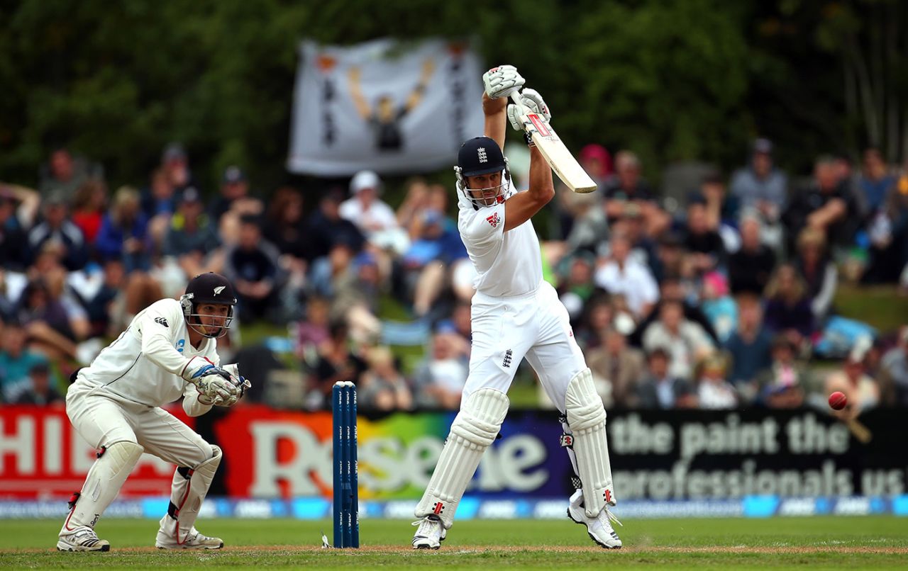 Nick Compton drives, New Zealand v England, 1st Test, Dunedin, 4th day, March 9, 2013