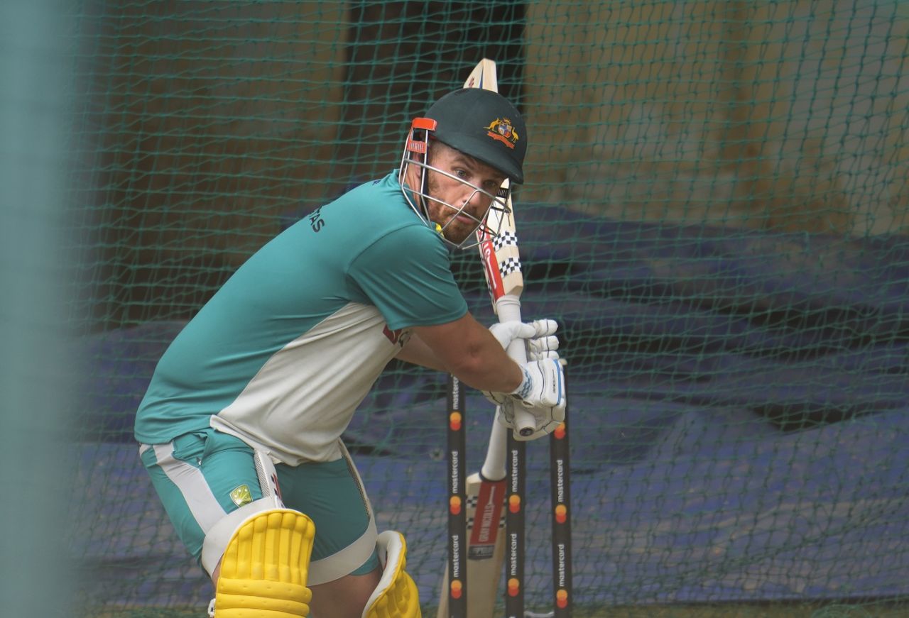 Aaron Finch bats left-handed during a practice session, India vs Australia, Mohali, September 19, 2022