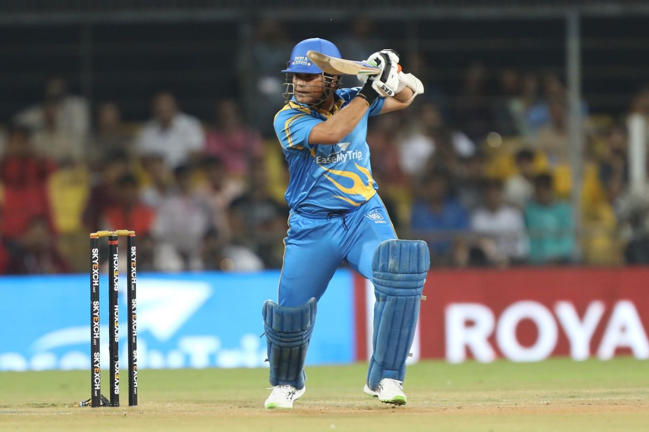 Sachin Tendulkar plays a square drive, India Legends vs New Zealand Legends, Indore, Road Safety World Series, September 19, 2022