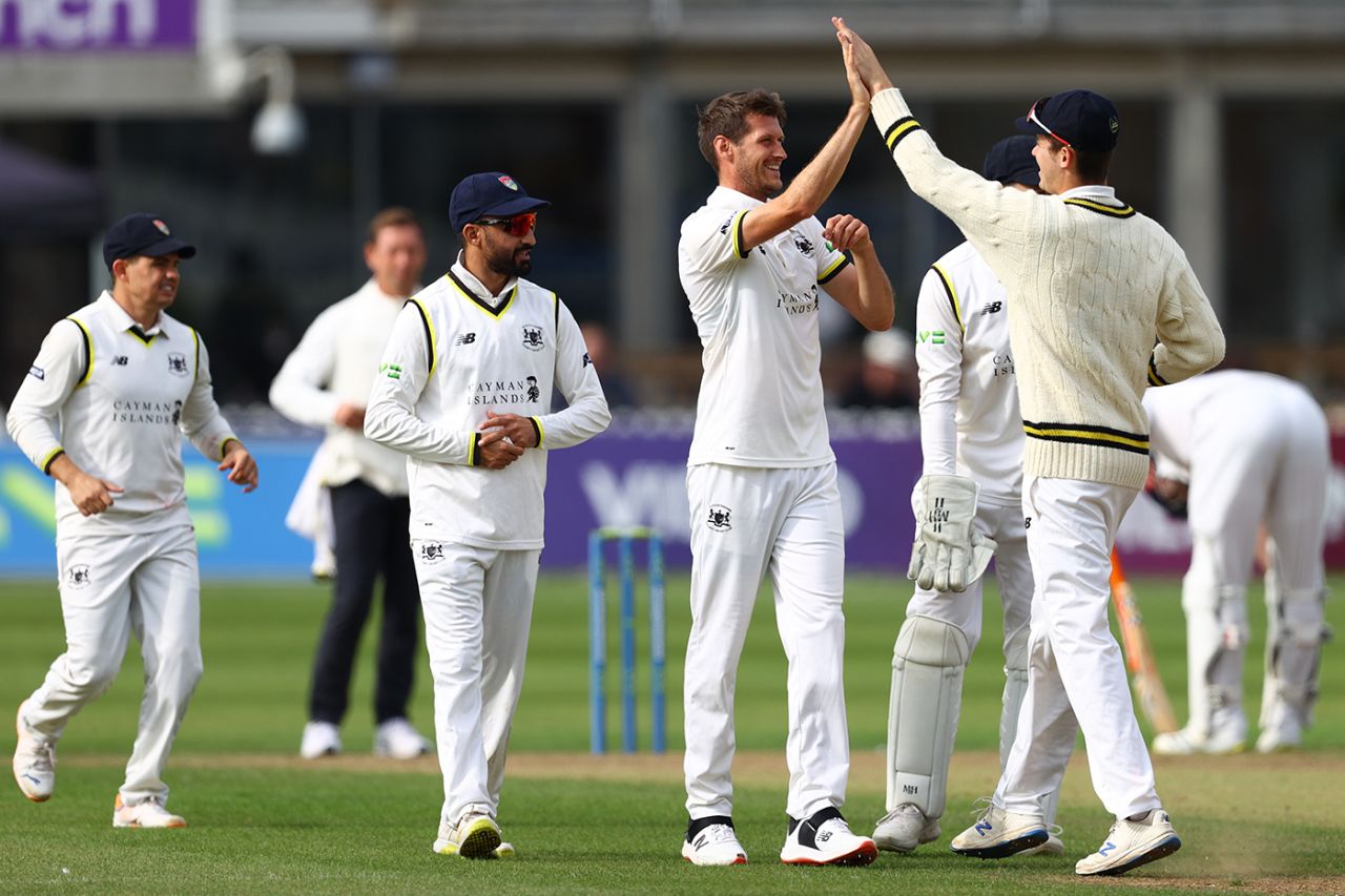 David Payne celebrates a breakthrough, Gloucestershire vs Warwickshire, County Championship, Division Two, Edgbaston, September 20, 2022