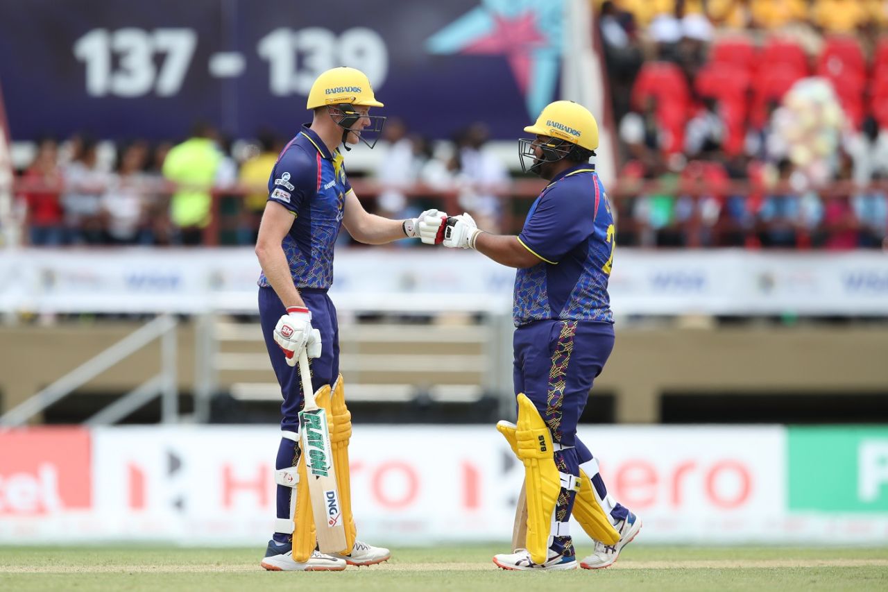 Harry Tector and Azam Khan added 102 for the third wicket, Barbados Royals vs St Kitts and Nevis Patriots, CPL 2022, Providence, September 21, 2022