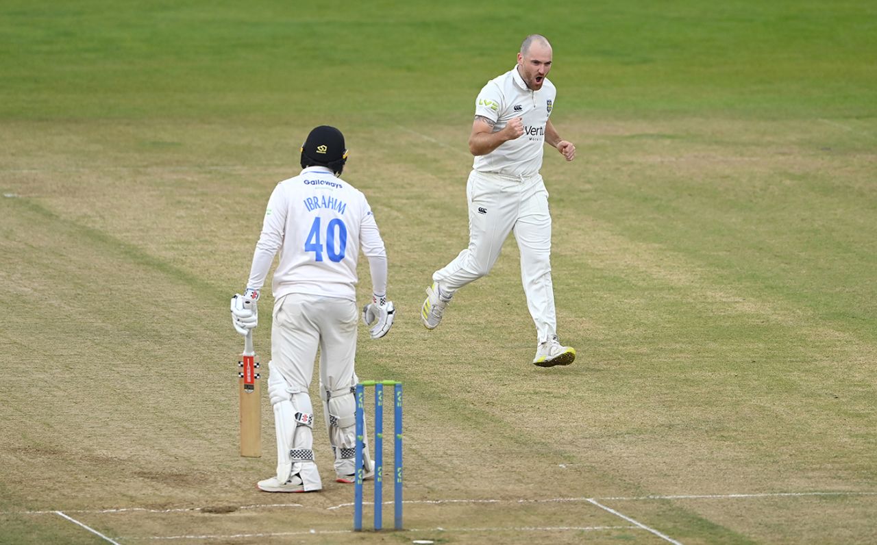 Ben Raine removed Danial Ibrahim lbw, Durham vs Sussex, County Championship, Division Two, Chester-le-Street, September 22, 2022
