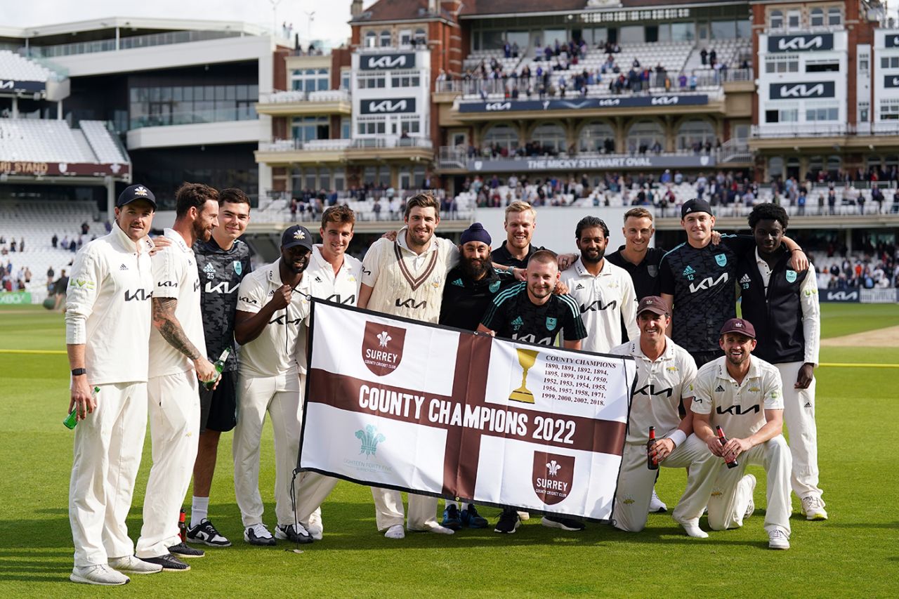 Surrey were crowned County Champions for the second time in four years, Surrey vs Yorkshire, LV= Insurance County Championship, Division One, The Oval, September 22, 2022