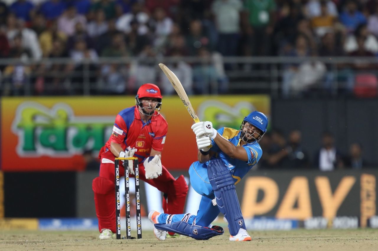 Suresh Raina flays one through the leg side, India Legends v England Legends, Road Safety World Series, Dehradun, September 22, 2022