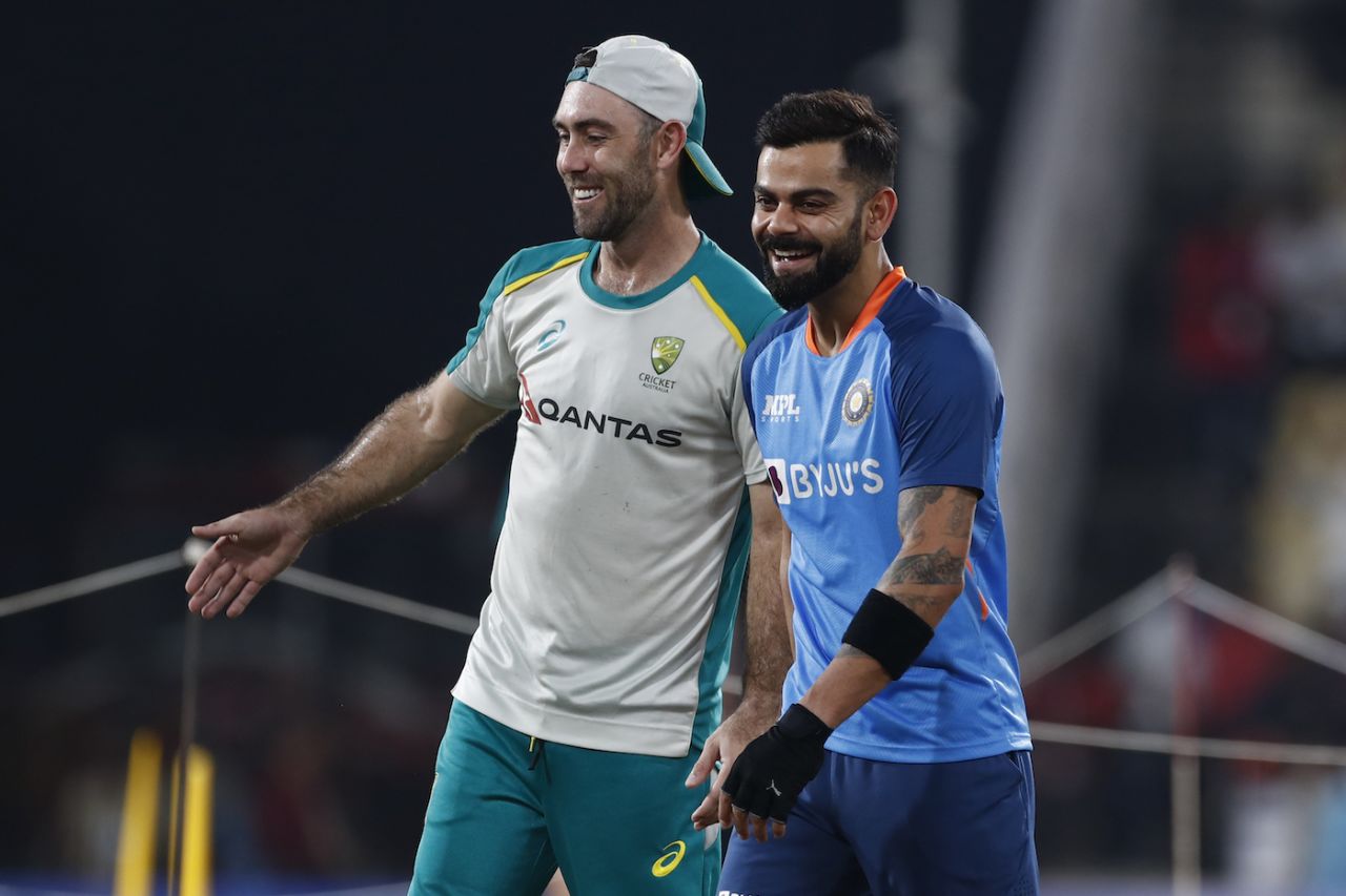 The RCB connection: Glenn Maxwell and Virat Kohli share a laugh, India vs Australia, 2nd T20I, Nagpur, September 23, 2022