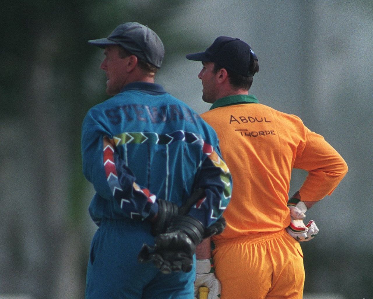 Alec Stewart and Graham Thorpe in a practice match, Karachi, March 1, 1996