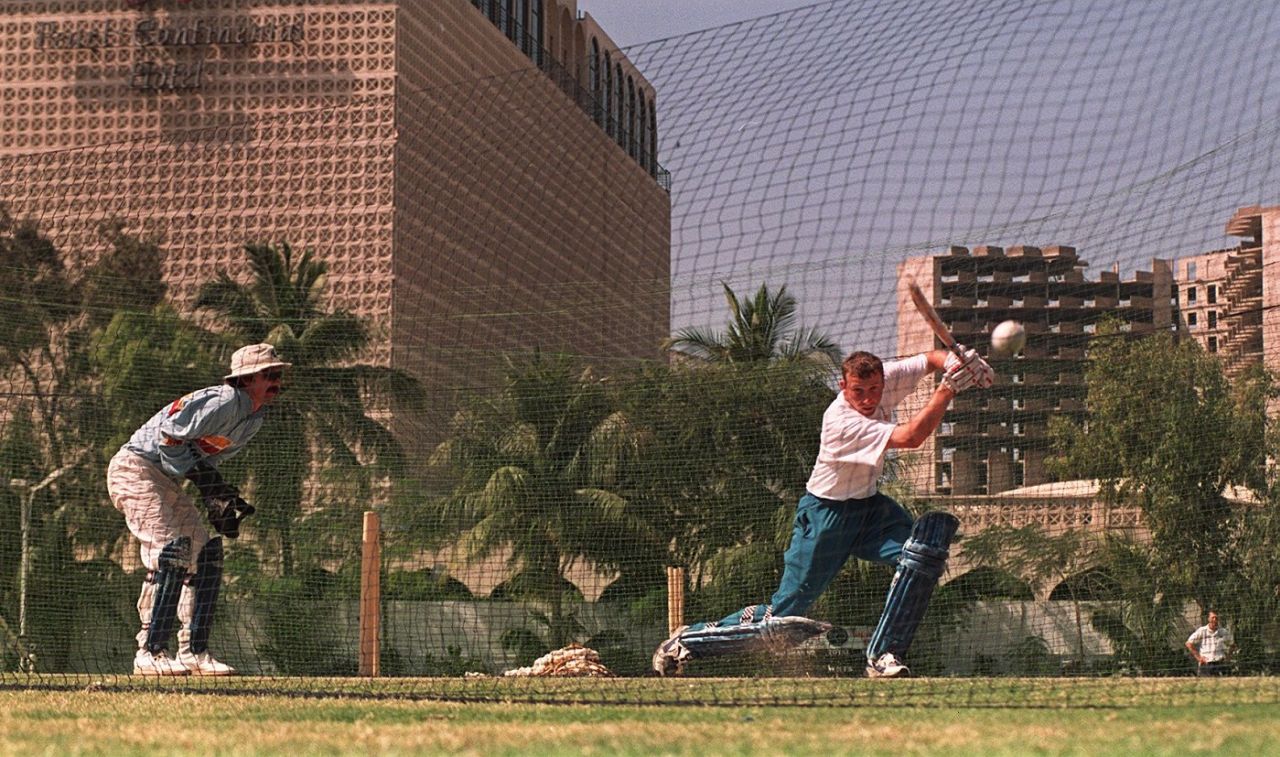 Mike Atherton and Jack Russell get their training on, Karachi, March 9, 1996