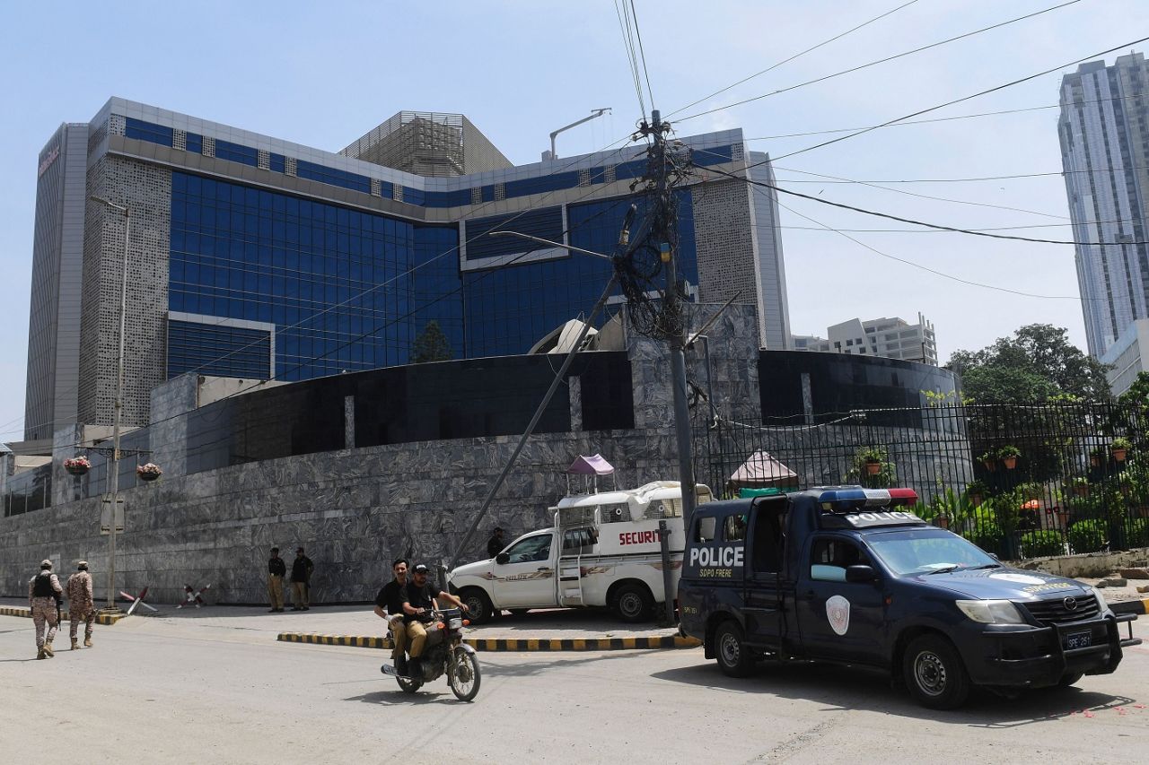 Security outside the England team hotel, Karachi, September 15, 2022