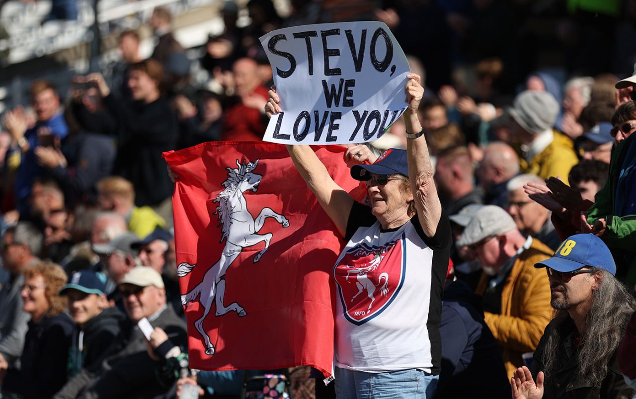 A fan holds up a poster for Darren Stevens, Royal London Cup Final, Kent vs Lancashire, Trent Bridge, September 17, 2022