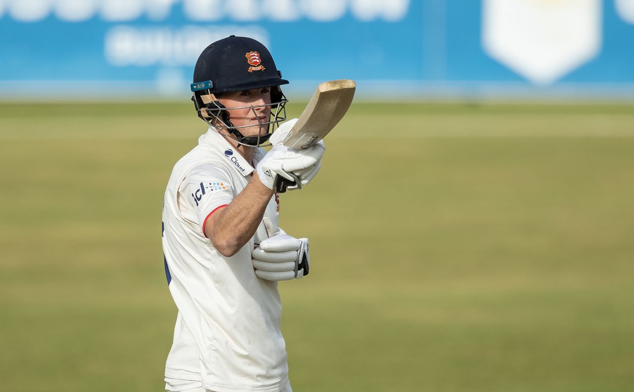 Ben Allison acknowledges the applause on reaching his half-century, Northamptonshire vs Essex, County Championship, Division One, Wantage Road, September 27, 2022