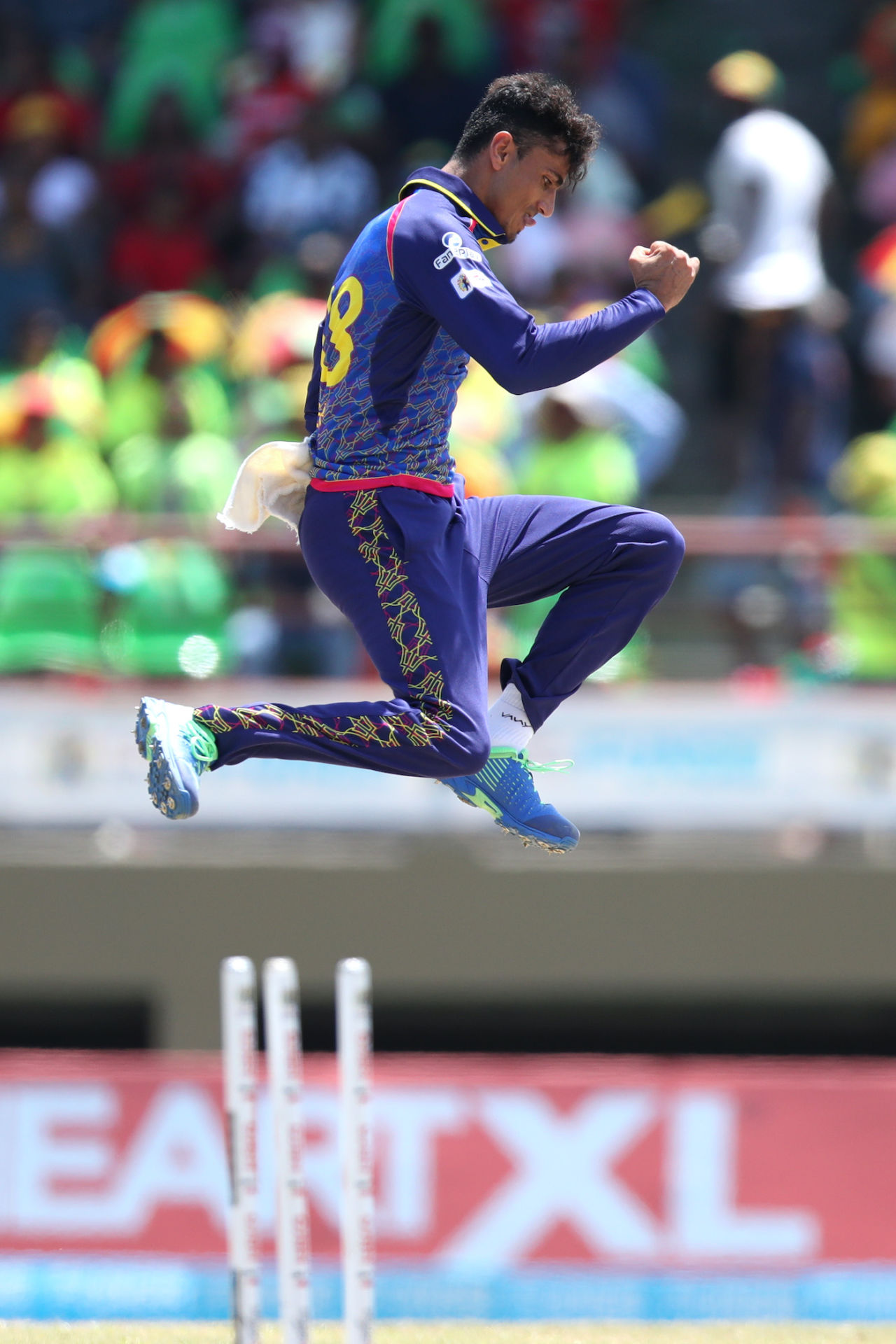 Mujeeb Ur Rahman celebrates after picking up Odean Smith, Barbados Royals vs Guyana Amazon Warriors, Qualifier 1, Providence, September 27, 2022