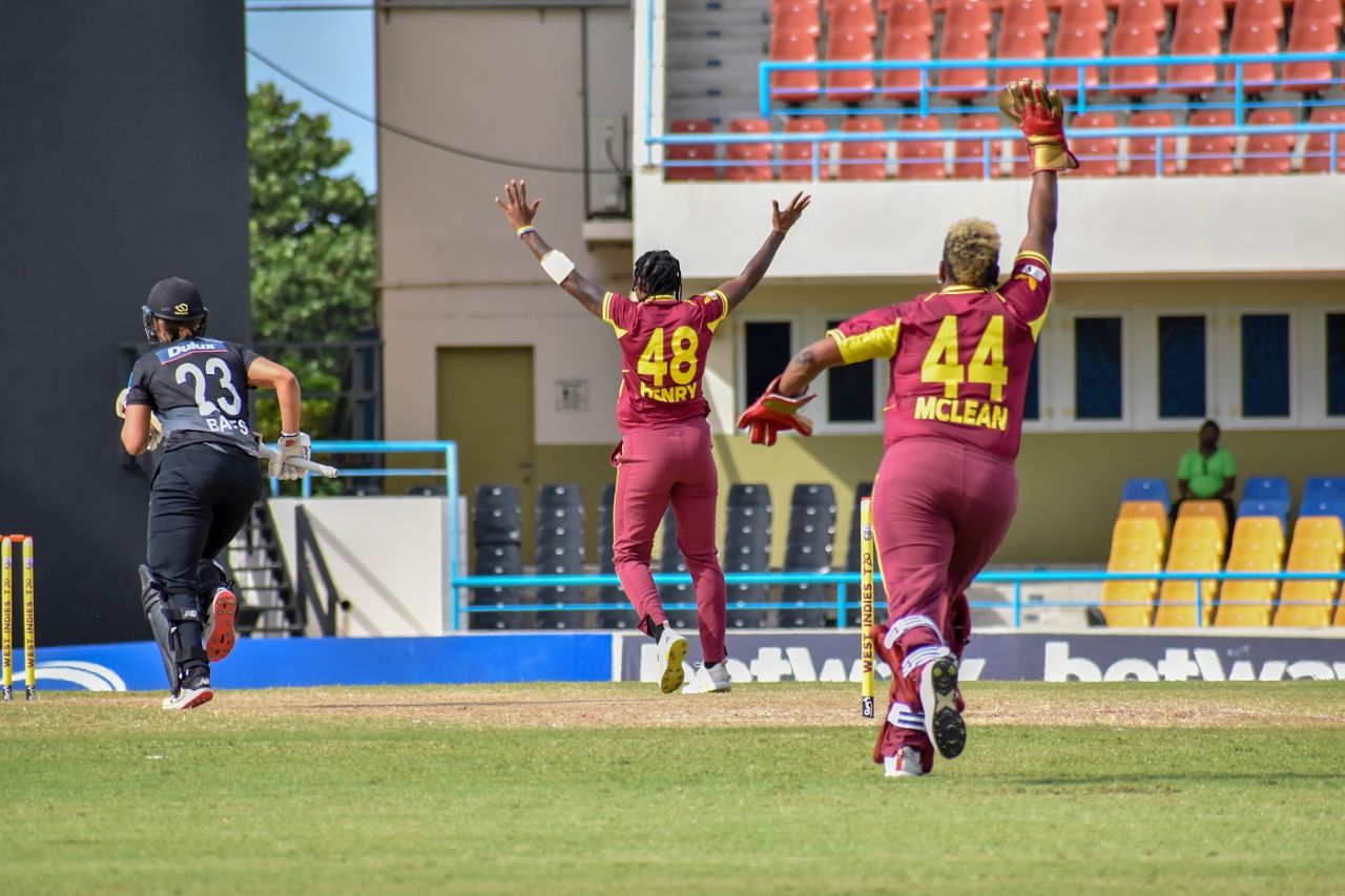 Chinelle Henry was the wrecker-in-chief with three wickets, West Indies vs New Zealand, 1st T20I, North Sound, Antigua, September 28, 2022