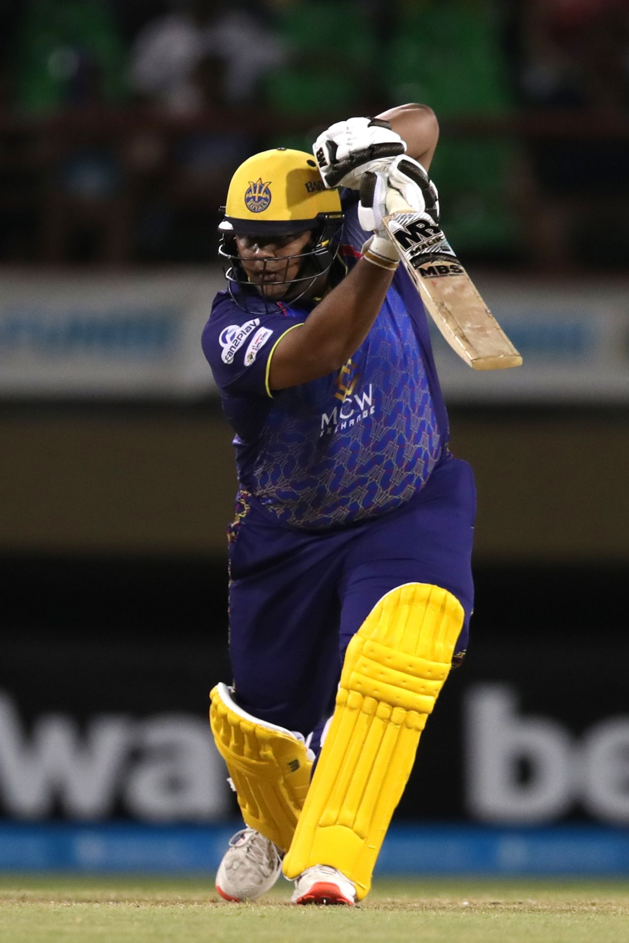 Azam Khan punches with a high elbow, Barbados Royals vs Jamaica Tallawahs, Providence, CPL 2022, October 1, 2022