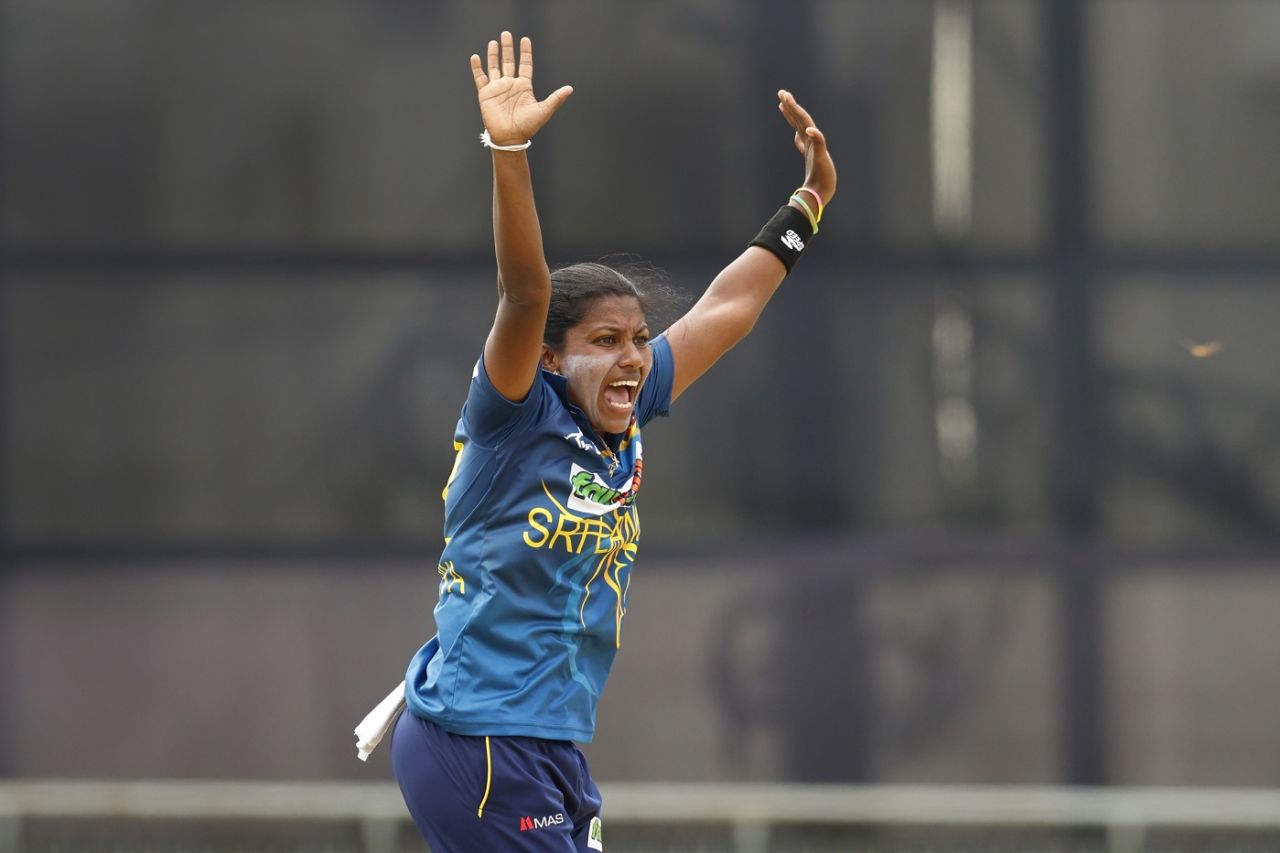 Achini Kulasuriya appeals for a wicket, Sri Lanka v Thailand, 2022 Women's Asia Cup, Sylhet, October 4, 2022
