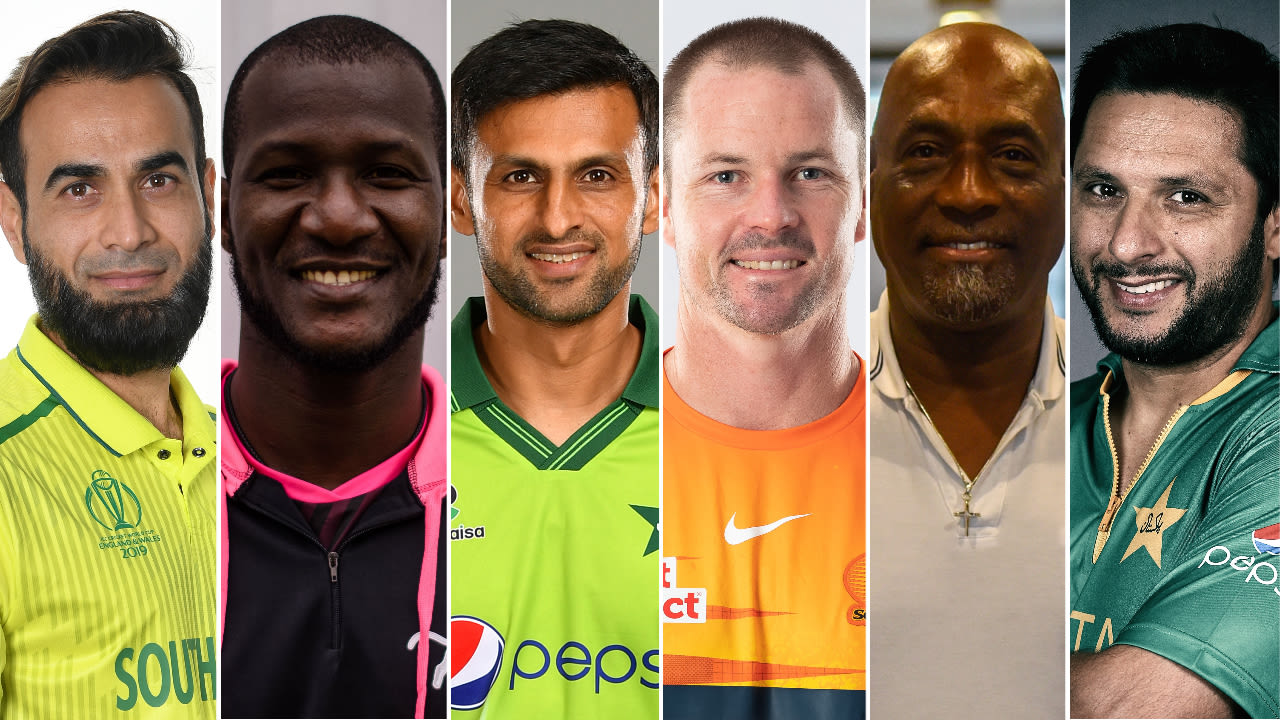 Composite: Imran Tahir, Daren Sammy, Shoaib Malik, Colin Munro, Viv Richards, Shahid Afridi