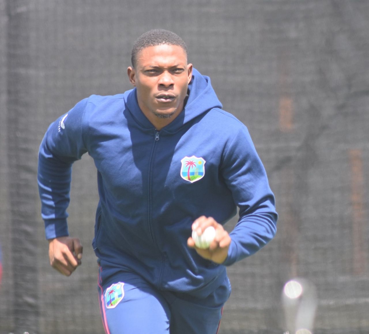 Sheldon Cottrell bowls in the nets, Carrara, October 4, 2022