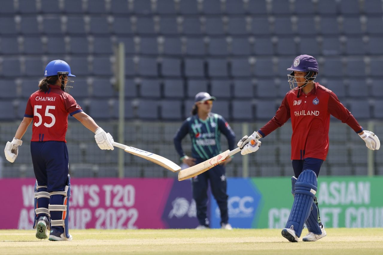 Naruemol Chaiwai and Natthakan Chantham added 42 runs for the third wicket, Pakistan v Thailand, Women's Asia Cup 2022, Sylhet, October 6, 2022