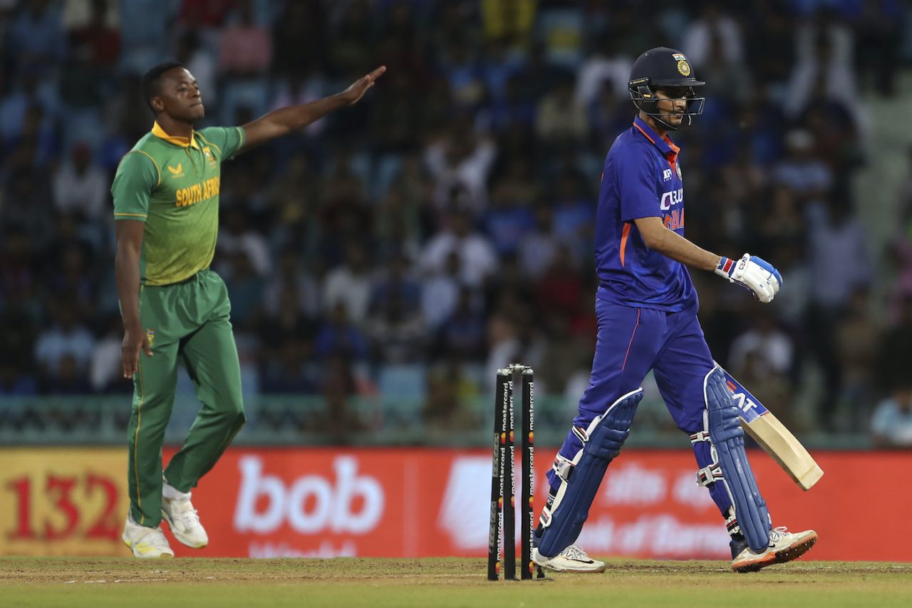 Kagiso Rabada knocked over Shubman Gill, India vs South Africa, 1st ODI, Lucknow, October 6, 2022
