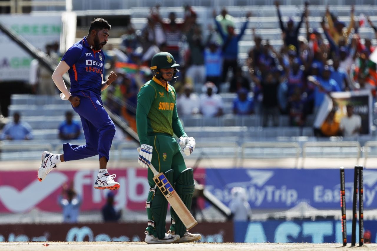 Mohammed Siraj rattled Quinton de Kock's stumps, India vs South Africa, 2nd ODI, Ranchi, October 9, 2022