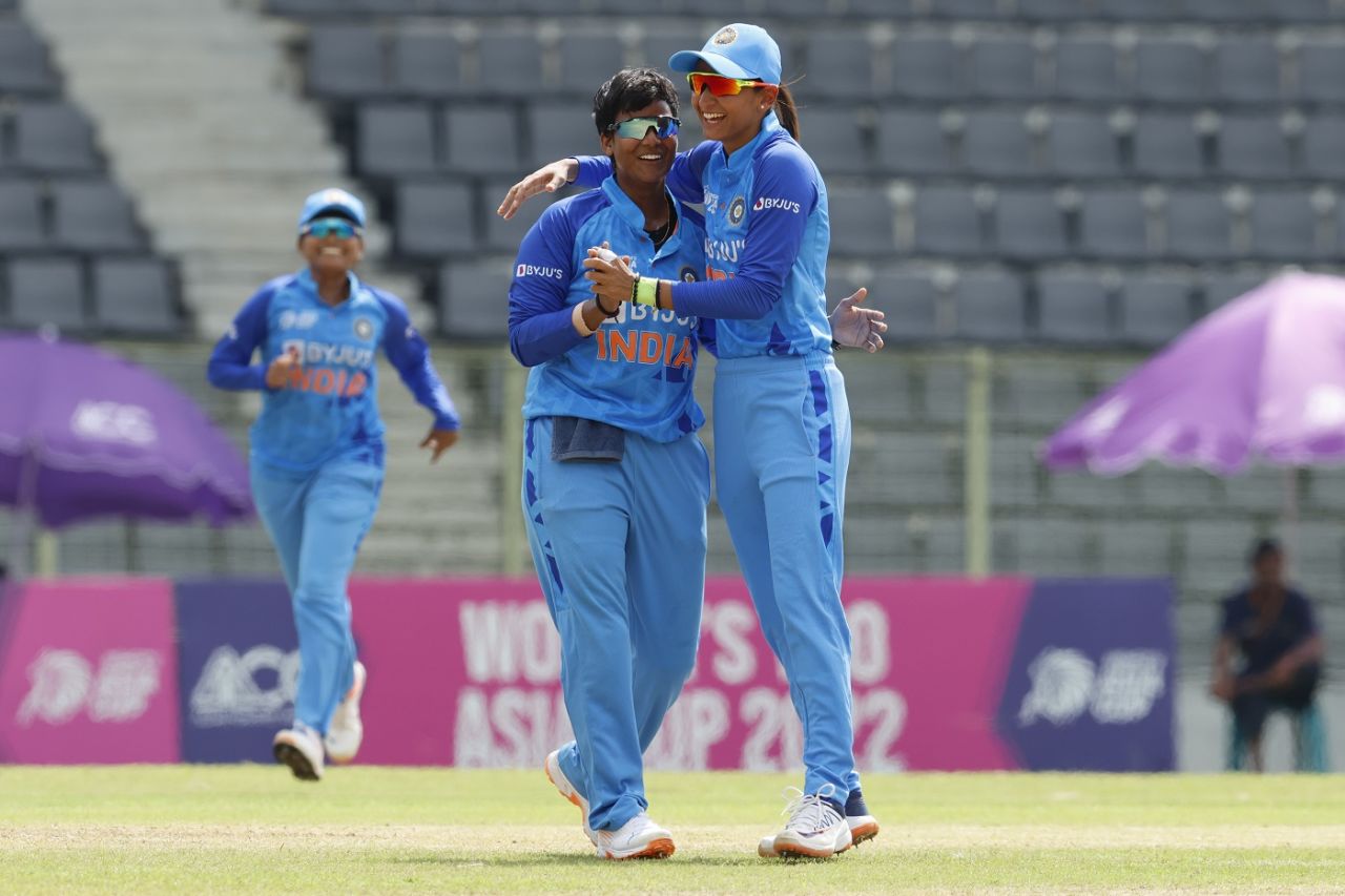 Deepti Sharma picked up three wickets for just seven runs off her four overs, India vs Thailand, 1st semi-final, Women's T20 Asia Cup, Sylhet, October 13, 2022