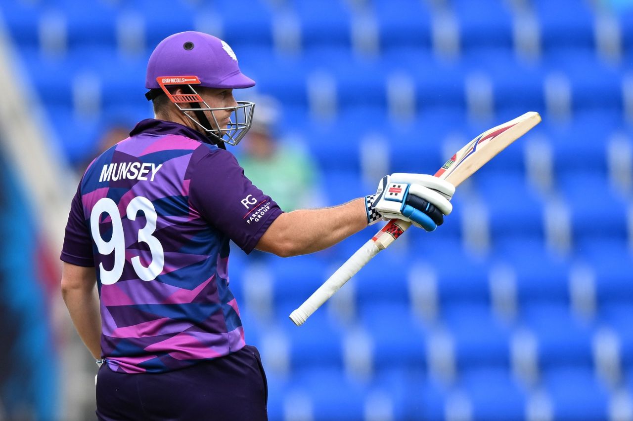 George Munsey celebrates his fifty, West Indies vs Scotland, Men's T20 World Cup 2022, First round Group B, Hobart, October 17, 2022