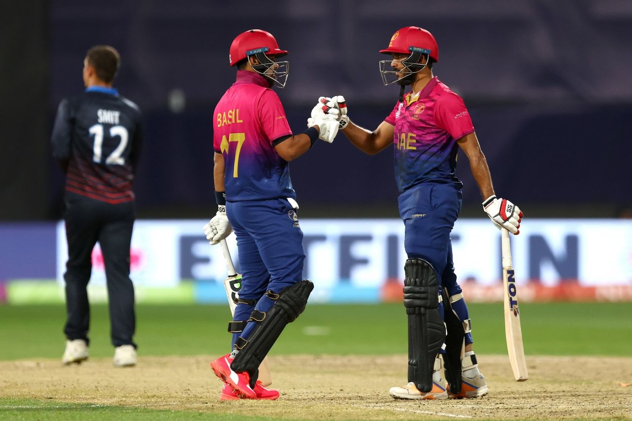 Basil Hameed and CP Rizwan provided UAE with late impetus, Namibia vs UAE, T20 World Cup, Geelong, October 20, 2022