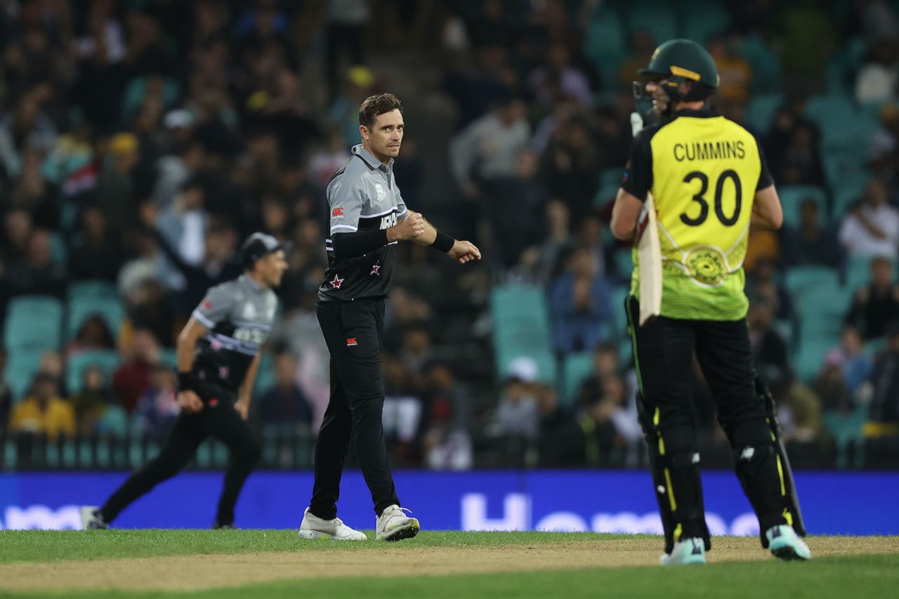 Tim Southee celebrates after finishing the game, Australia vs New Zealand, ICC Men's T20 World Cup 2022, Sydney, October 22, 2022