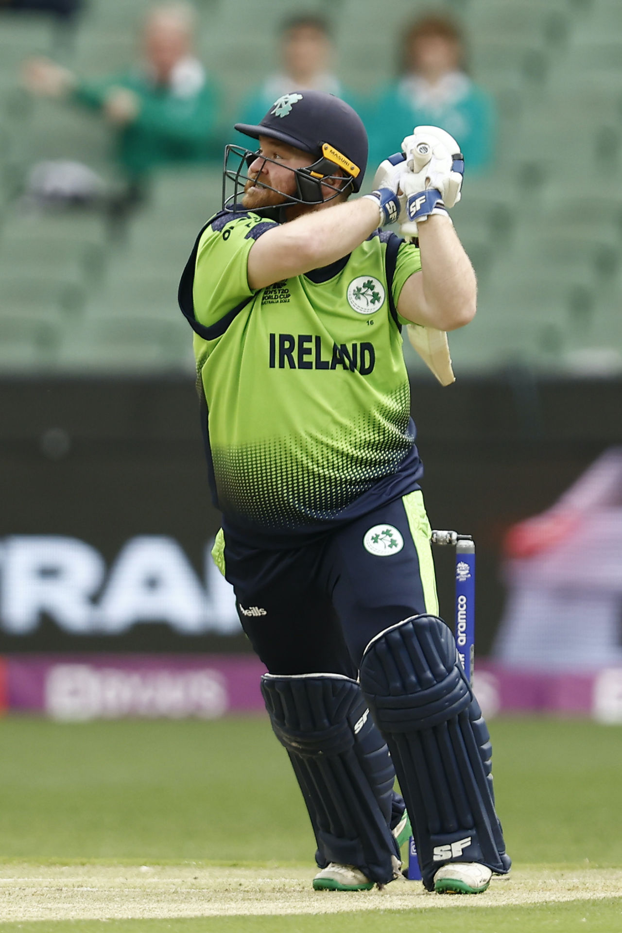 Paul Stirling bashes the ball over the off side, England vs Ireland, ICC Men's T20 World Cup 2022, Melbourne, October 26, 2022
