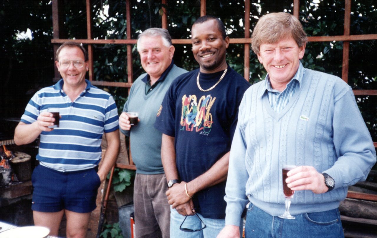 Malcolm Marshall at a barbecue during his time with Leyland CC, 1994