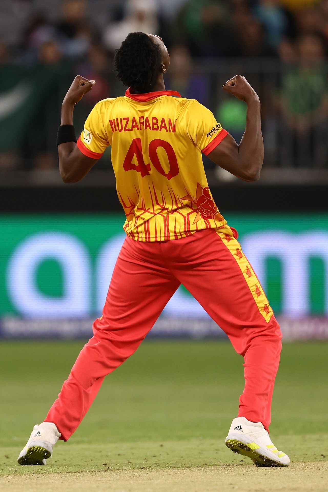 Blessing Muzarabani celebrates after dismissing Mohammad Rizwan, Pakistan vs Zimbabwe, Perth, T20 World Cup, October 27, 2022